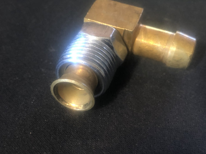 Fuel inlet hose fitting. 90 degree 3/8" hose.  New