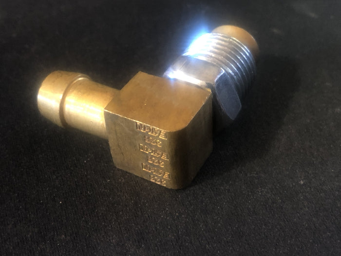 Fuel inlet hose fitting. 90 degree 3/8" hose.  New