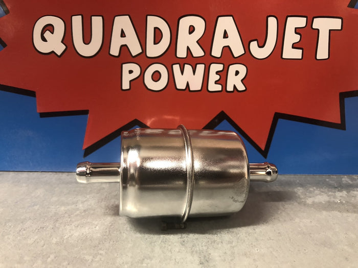 Fuel filter, in line chrome canister with 3/8" fuel inlet